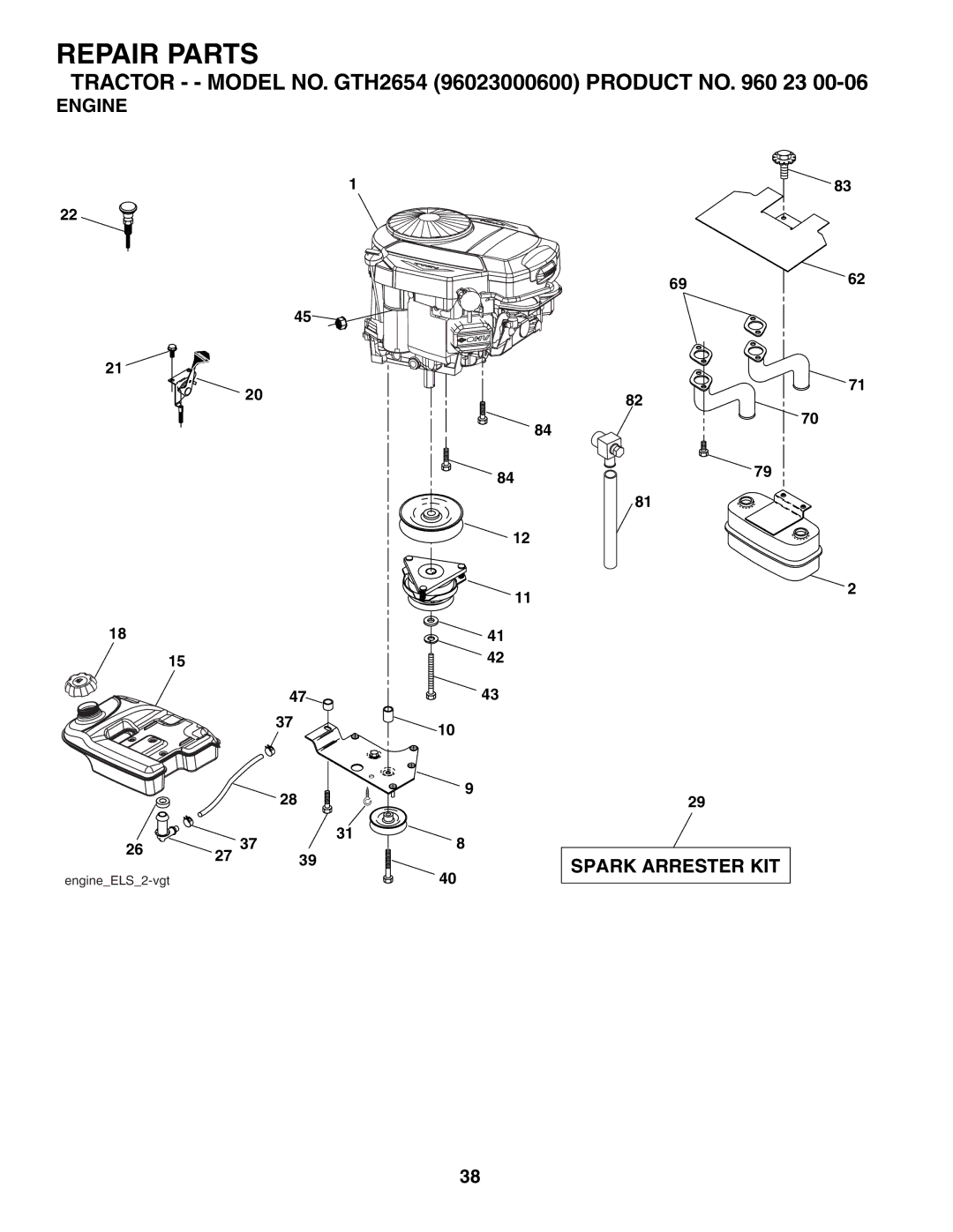 Husqvarna GTH2654 owner manual Engine 