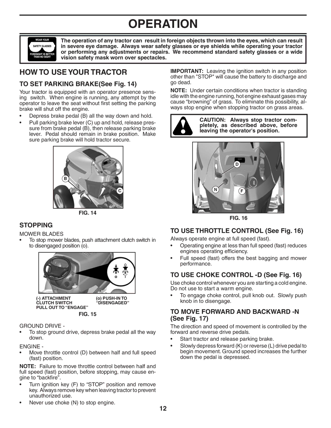 Husqvarna GTH2654T owner manual HOW to USE Your Tractor, Stopping 