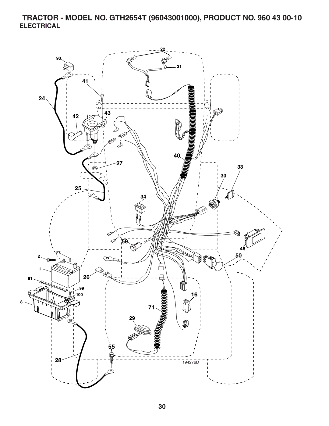 Husqvarna GTH2654T owner manual Electrical 