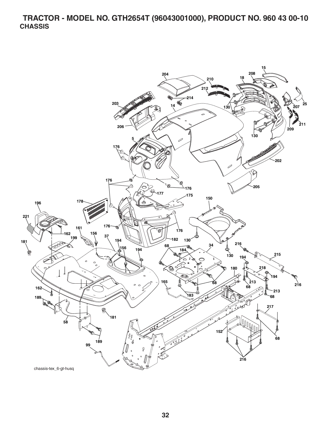 Husqvarna GTH2654T owner manual Chassis 