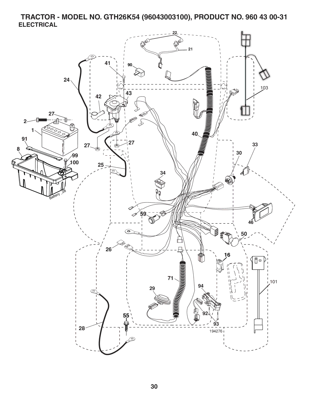 Husqvarna GTH26K54 owner manual Electrical 