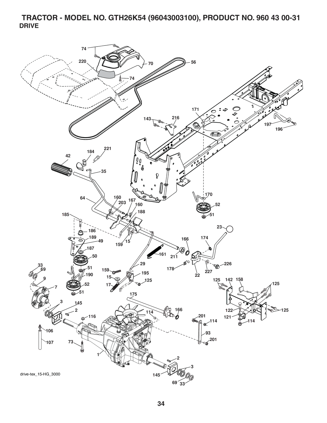 Husqvarna GTH26K54 owner manual Drive 