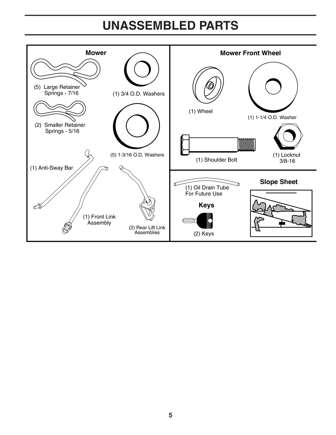 Husqvarna GTH26K54T owner manual Unassembled Parts, Mower Mower Front Wheel 