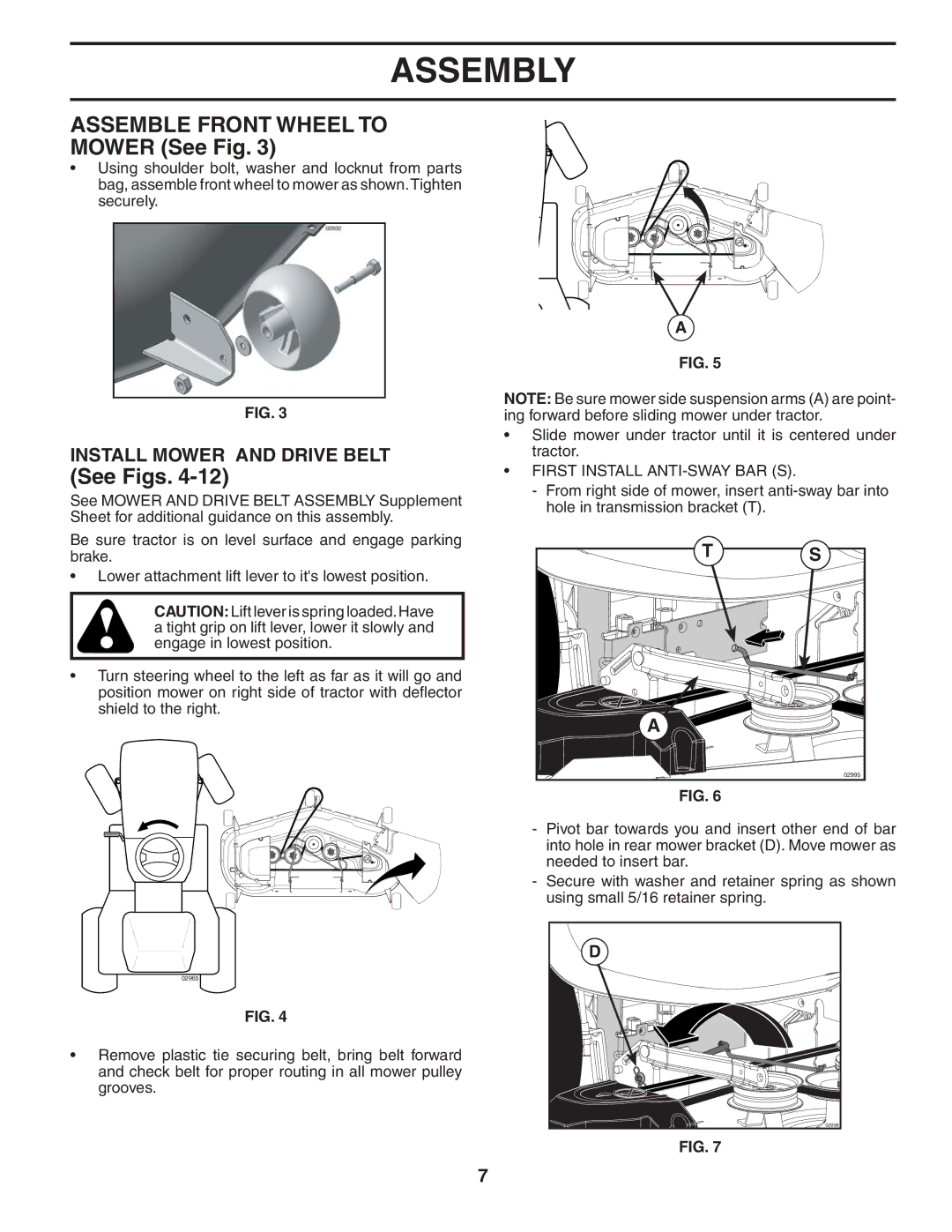 Husqvarna GTH26K54T owner manual Install Mower and Drive Belt, First Install ANTI-SWAY BAR S 