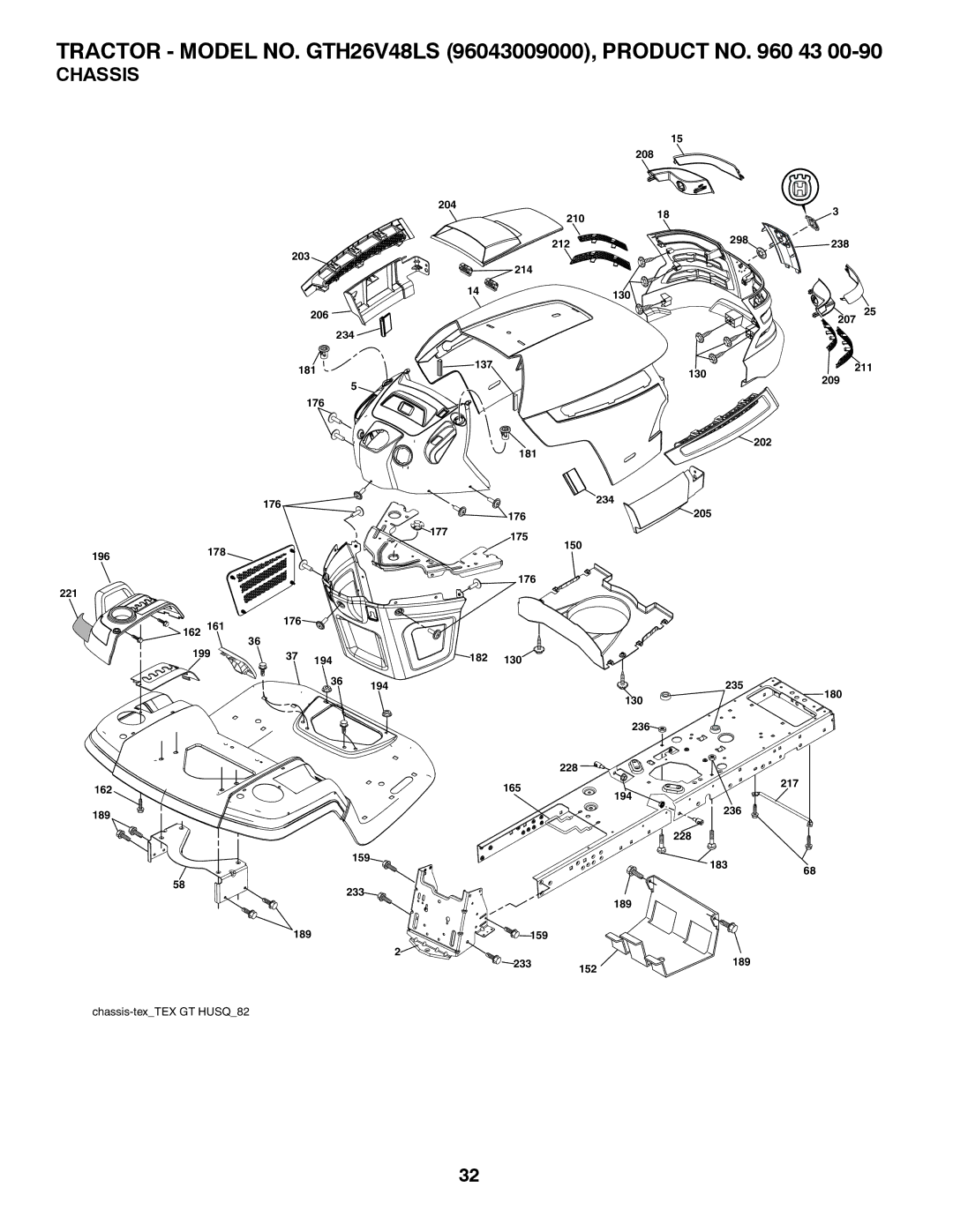 Husqvarna GTH26V48LS owner manual Chassis 