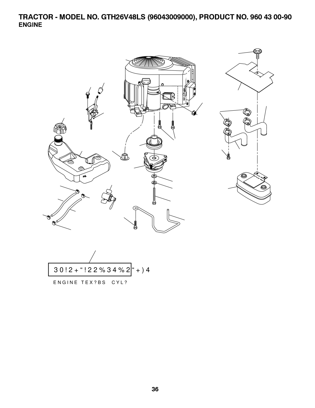 Husqvarna GTH26V48LS owner manual Engine 