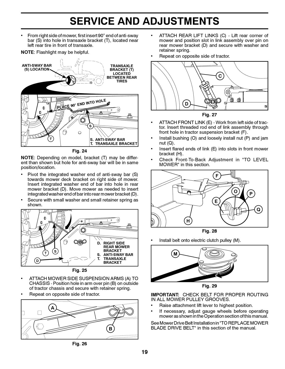 Husqvarna GTH26V52LS owner manual Secure with small washer and small retainer spring as shown 