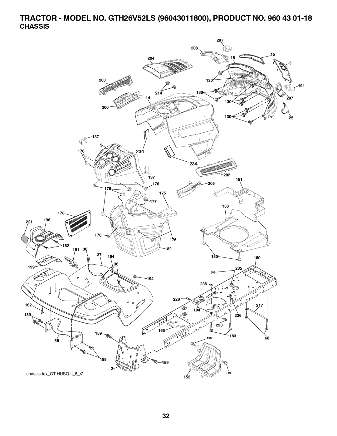 Husqvarna GTH26V52LS owner manual Chassis, 234 