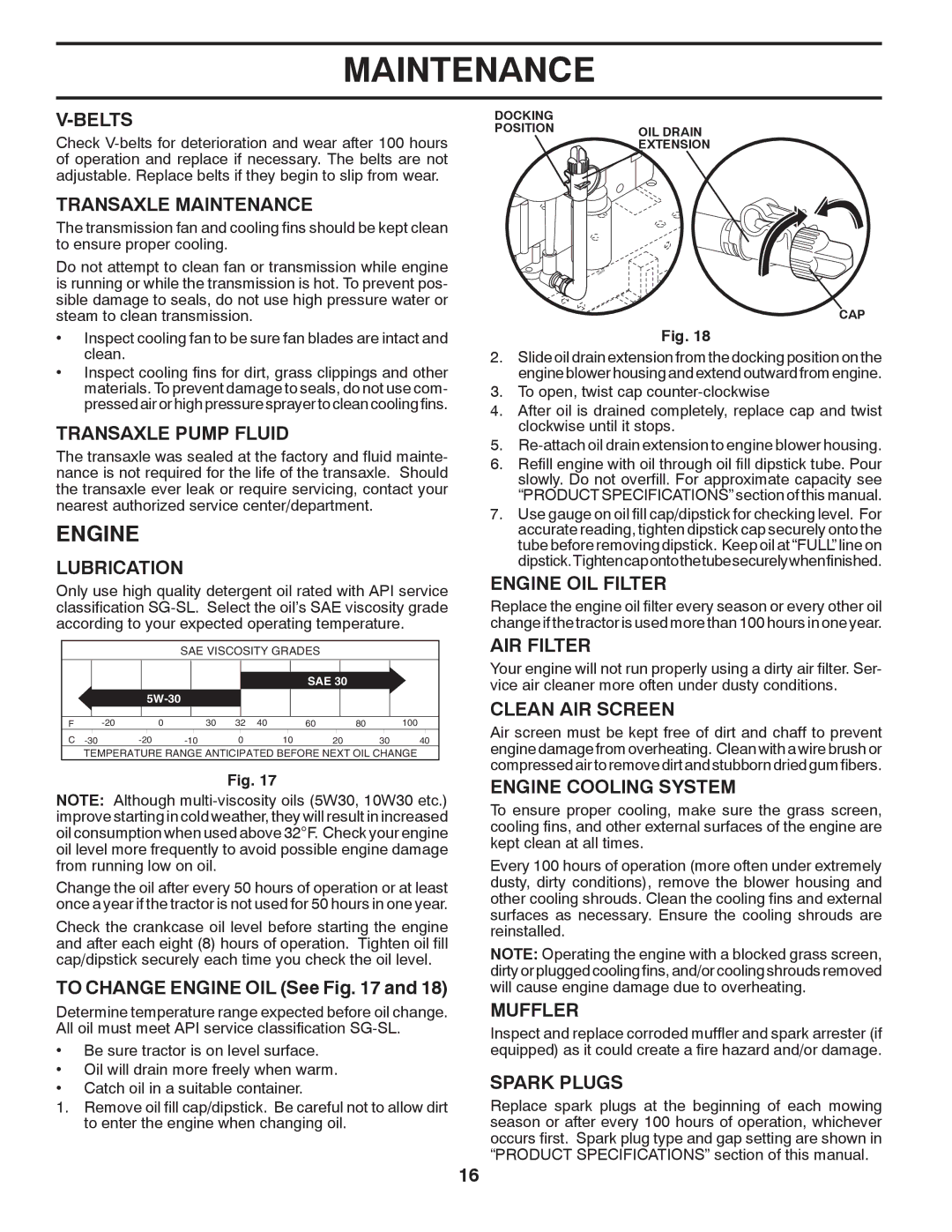 Husqvarna GTH2752TF owner manual Engine 