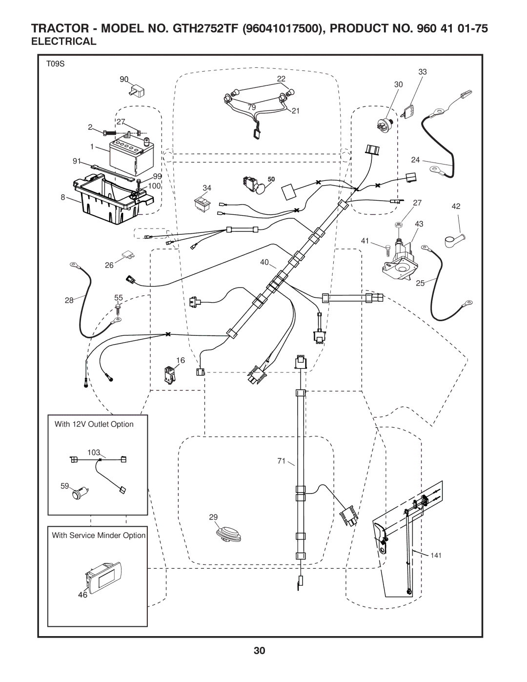 Husqvarna owner manual Tractor Model NO. GTH2752TF 96041017500, Product no 41 