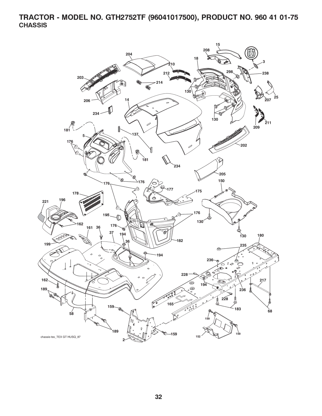 Husqvarna GTH2752TF owner manual Chassis 