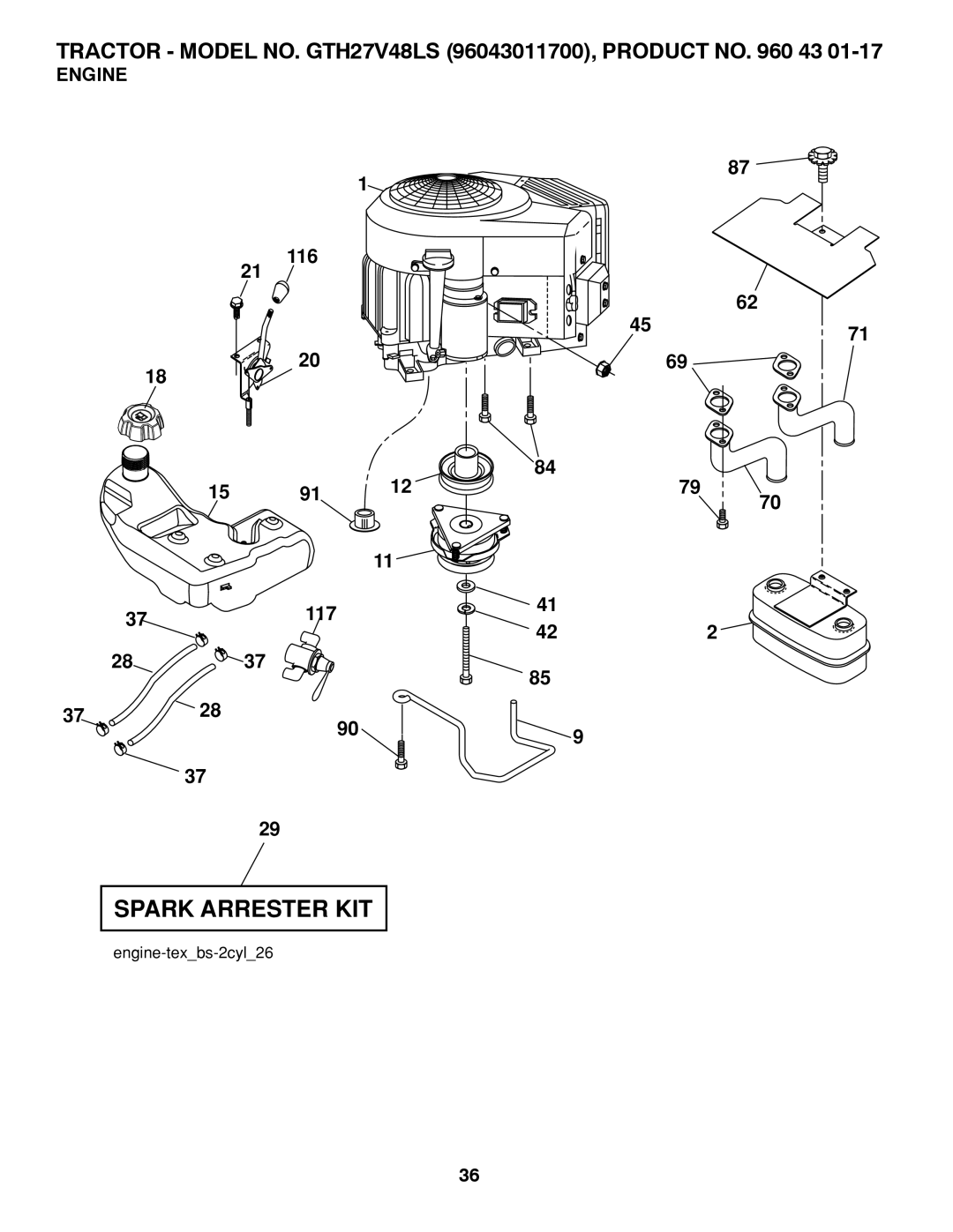 Husqvarna GTH27V48LS owner manual 30!2+ª!22%34%2ª+4, Engine 