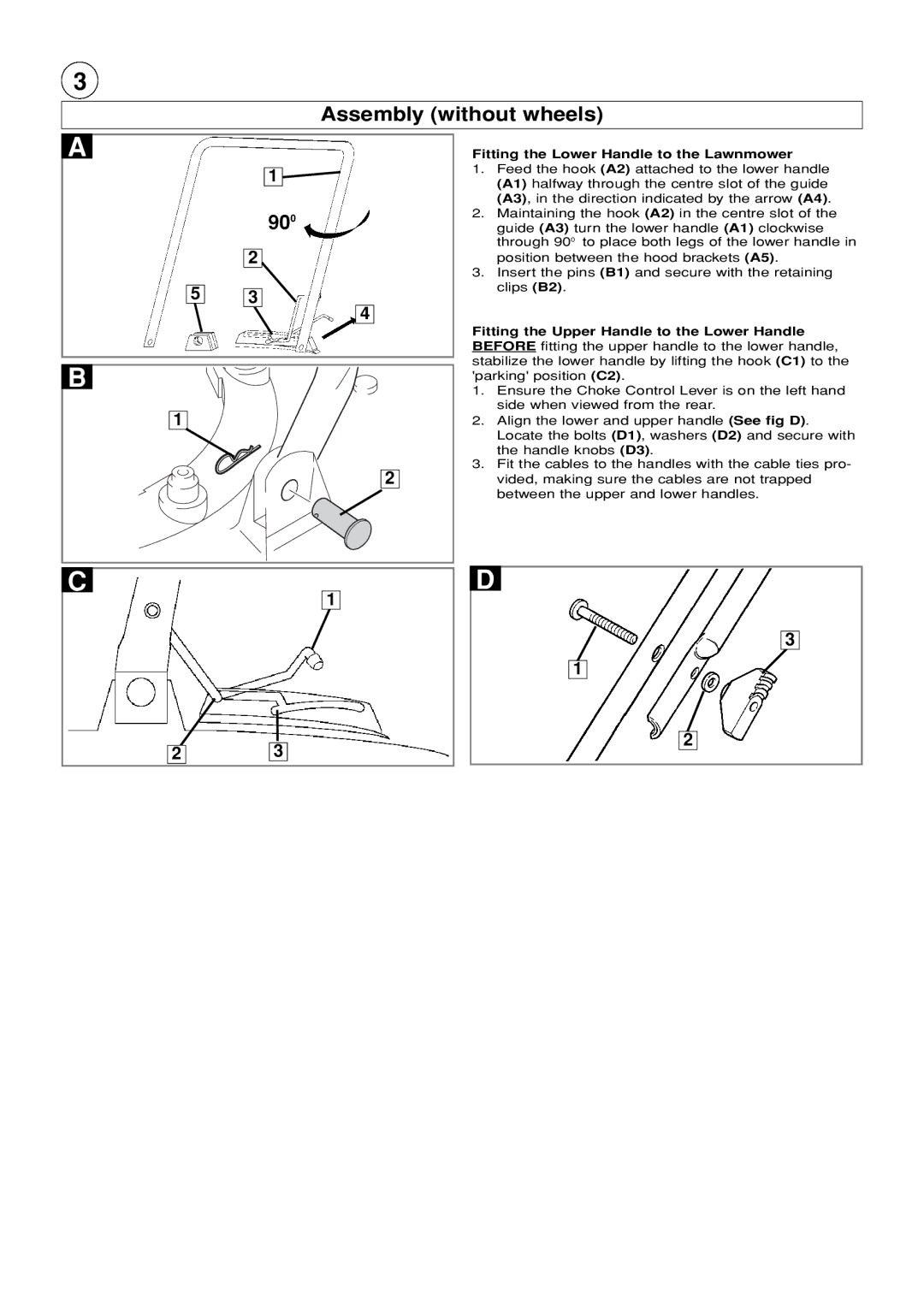 Husqvarna GX560 manual Assembly without wheels 900, Fitting the Lower Handle to the Lawnmower 