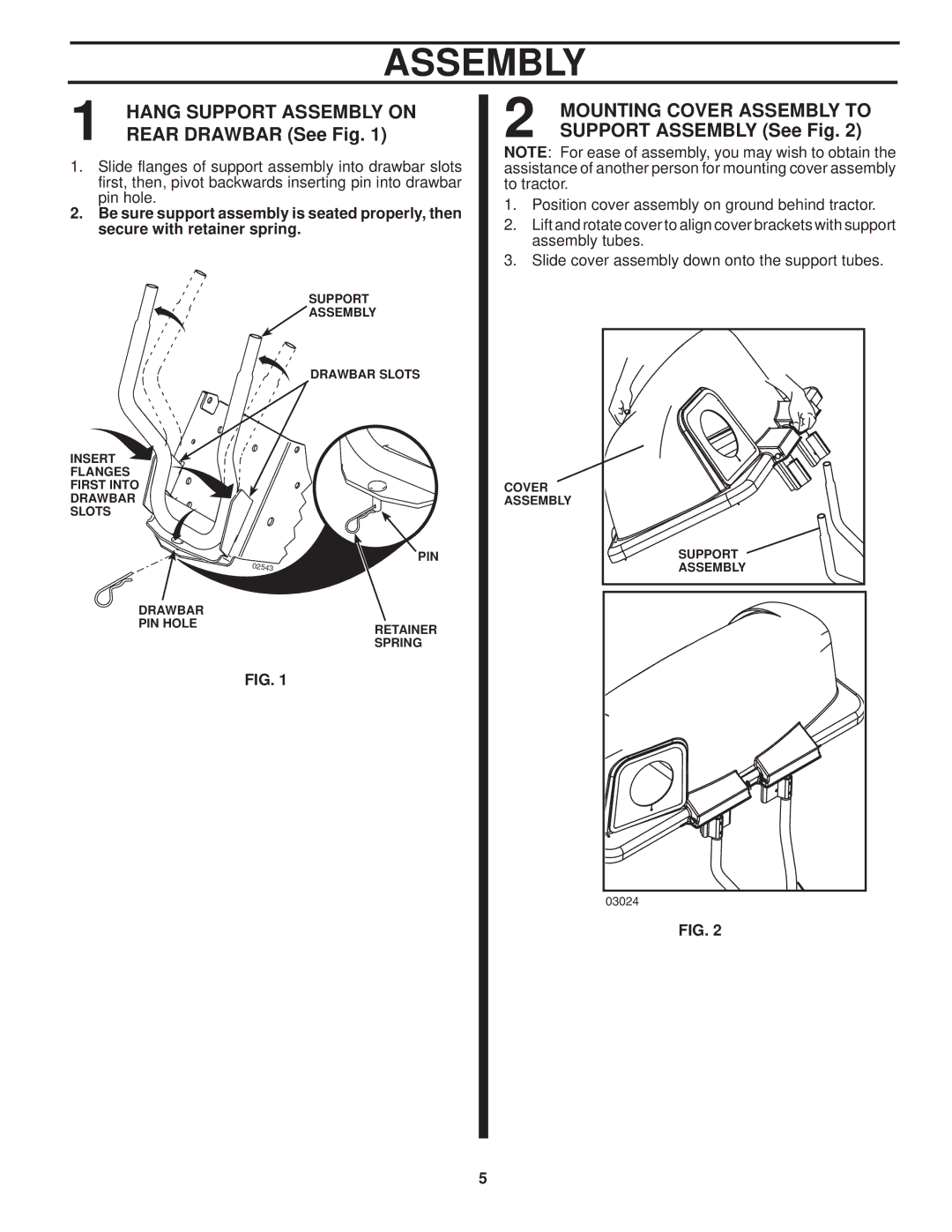 Husqvarna H346SG owner manual Rear Drawbar See Fig, Support Assembly See Fig 