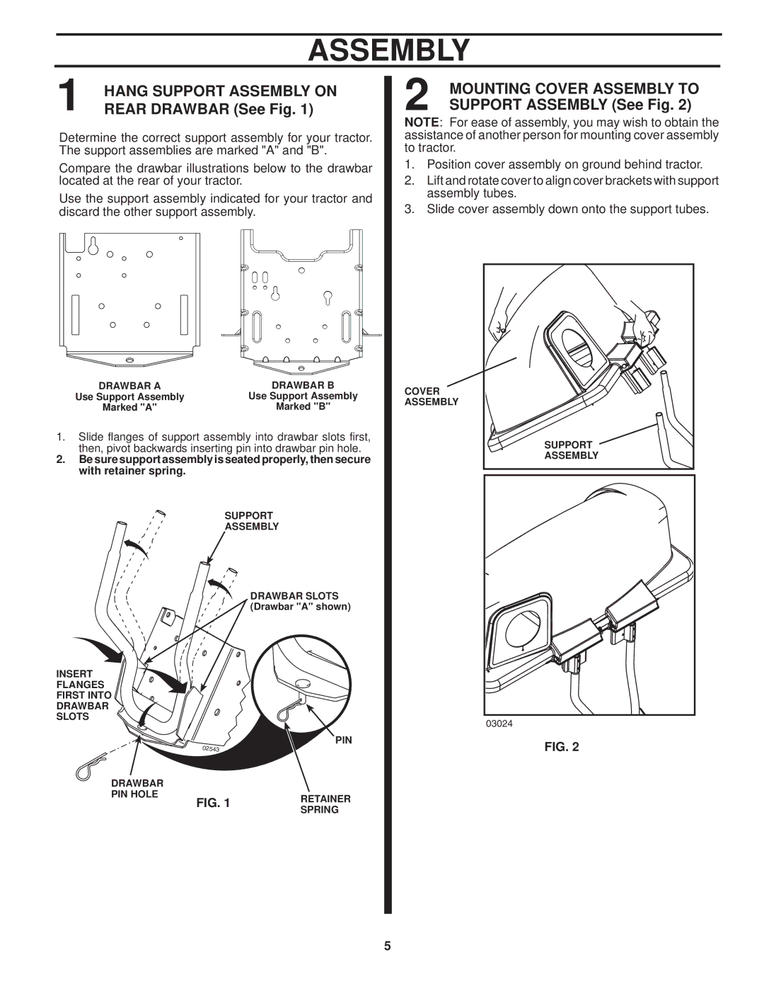 Husqvarna H348SG owner manual Rear Drawbar See Fig, Support Assembly See Fig 