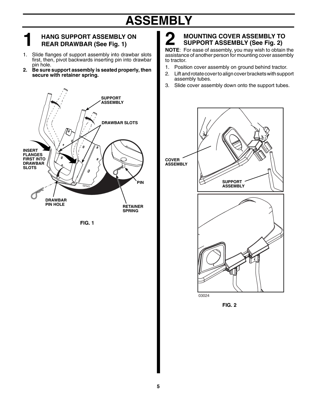 Husqvarna H354SG owner manual Insert Flanges First Into Drawbar Slots 