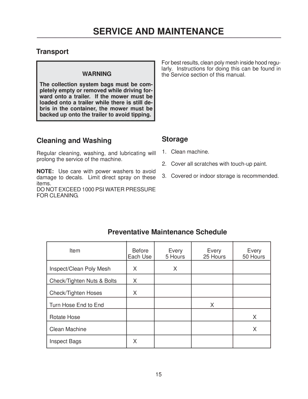 Husqvarna HCS9, HCS13 manual Service and Maintenance, Transport 