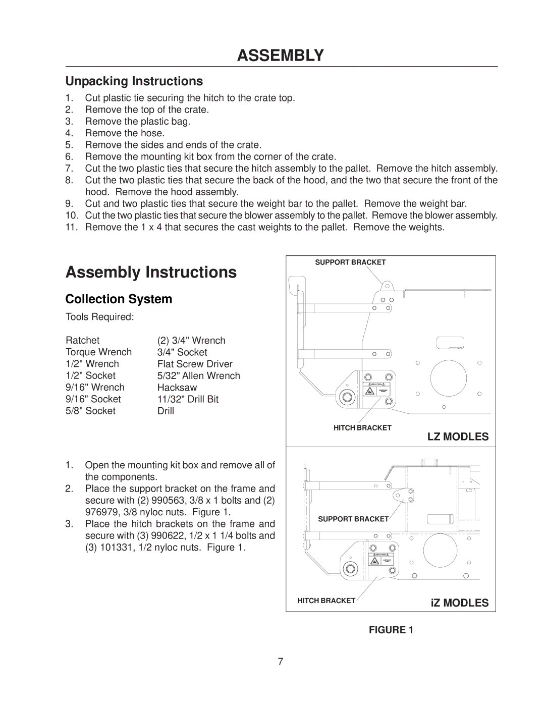 Husqvarna HCS9, HCS13 manual Assembly, Unpacking Instructions 