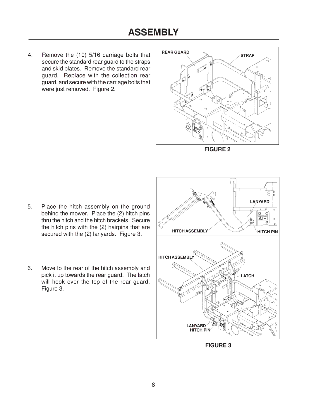 Husqvarna HCS9, HCS13 manual Rear Guard Strap Lanyard Hitch Assembly Hitch PIN Latch 