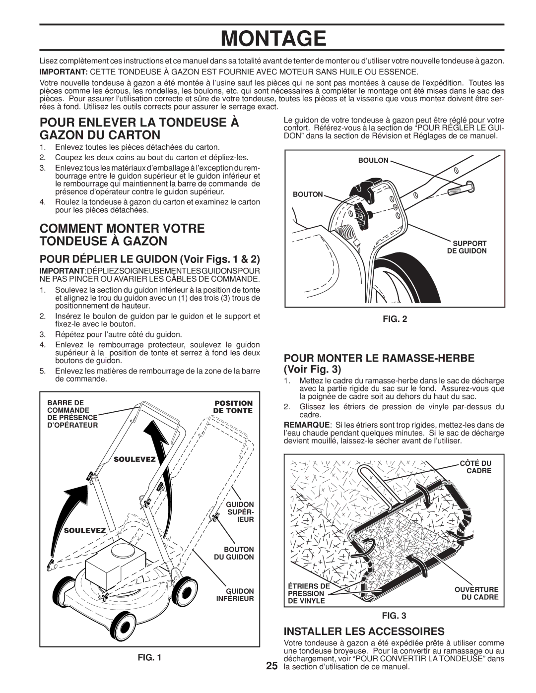 Husqvarna HU800AWD warranty Montage, Pour Enlever LA Tondeuse À Gazon DU Carton, Comment Monter Votre Tondeuse À Gazon 