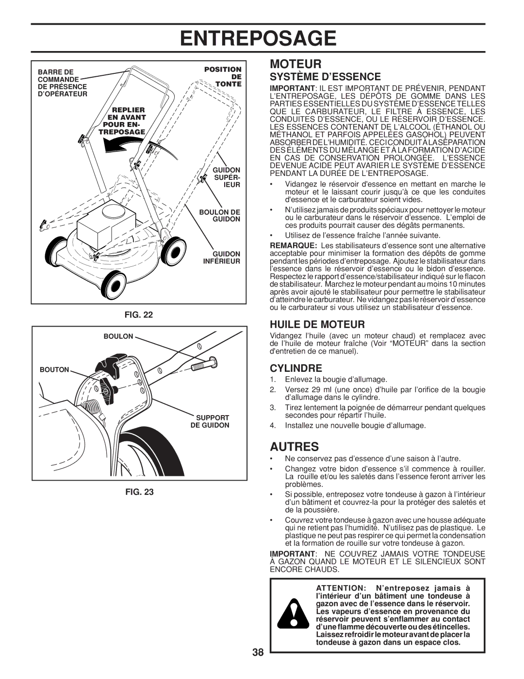 Husqvarna HU800AWD warranty Autres, Système D’ESSENCE, Huile DE Moteur, Cylindre 