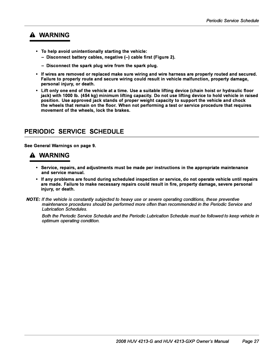 Husqvarna HUV 4213-GXP owner manual Periodic Service Schedule 