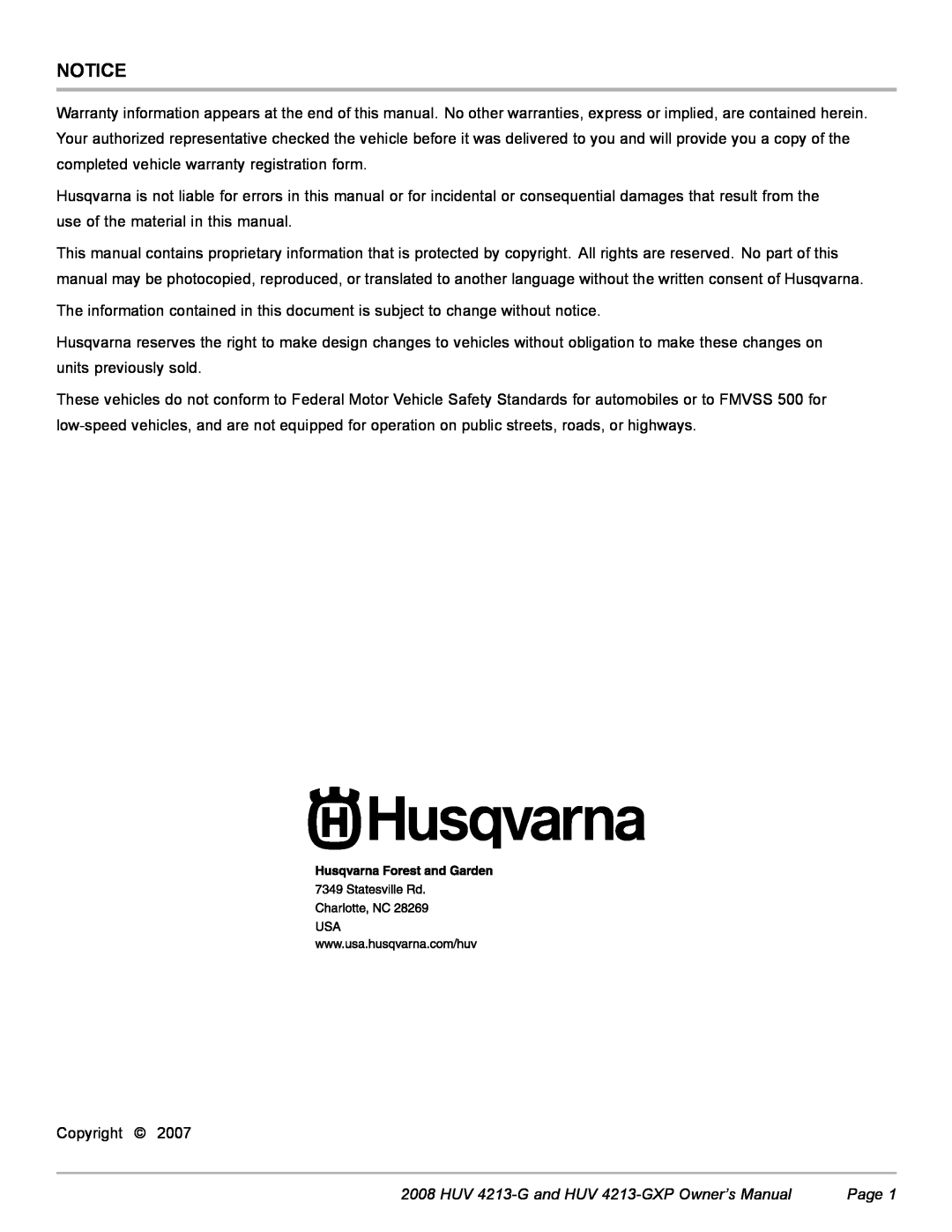 Husqvarna HUV 4213-GXP owner manual 