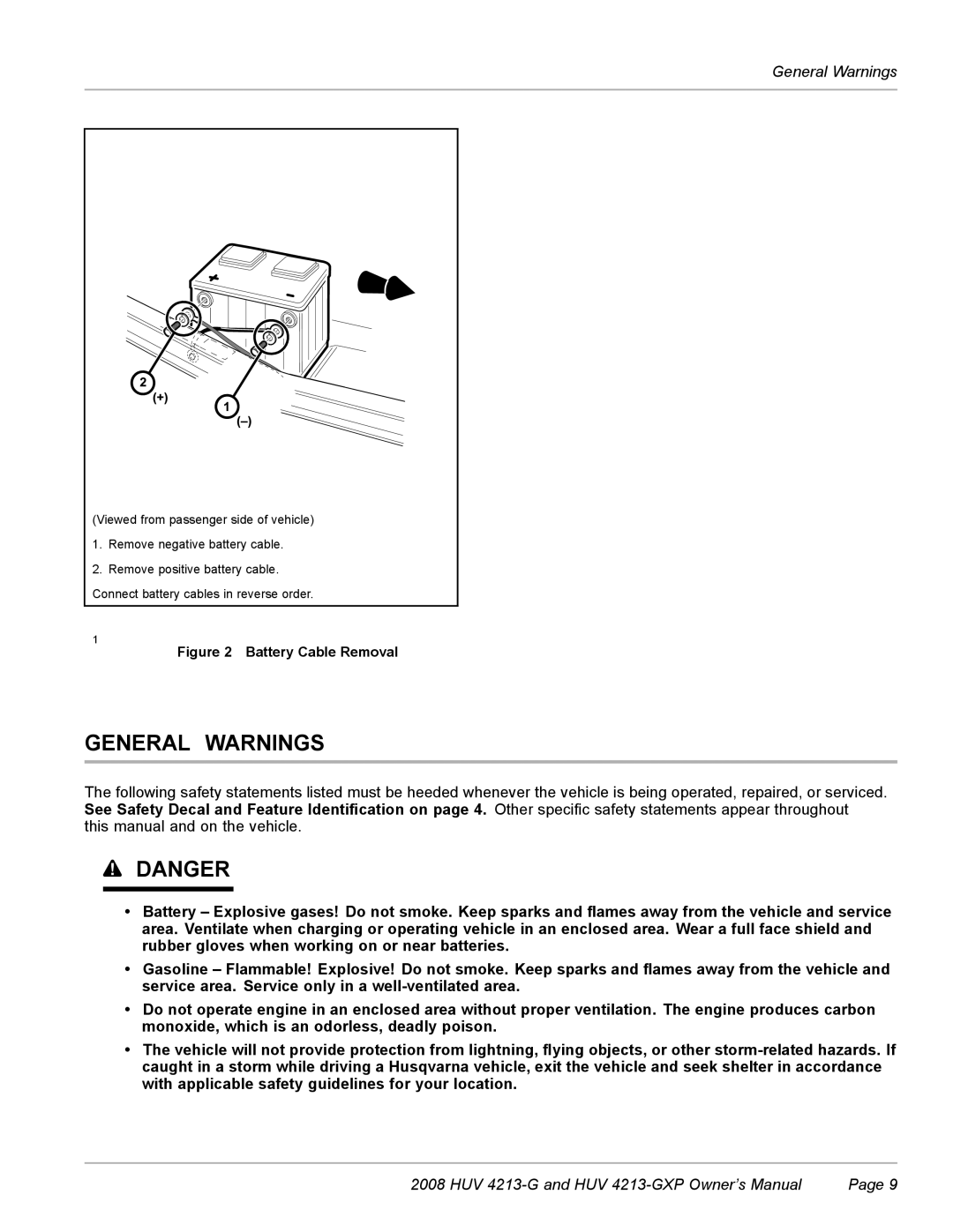 Husqvarna HUV 4213-GXP owner manual General Warnings 