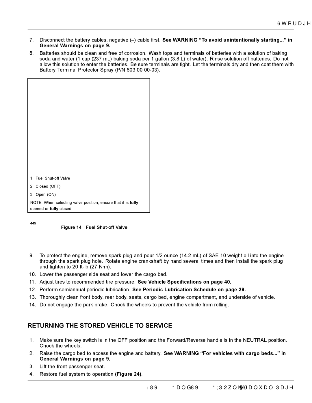 Husqvarna HUV 4213-GXP owner manual Returning the Stored Vehicle to Service, General Warnings on 