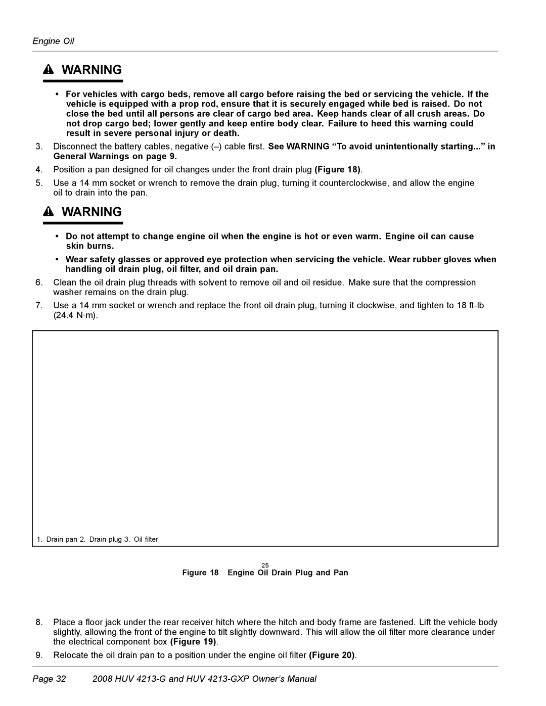 Husqvarna HUV 4213-GXP owner manual Engine Oil Drain Plug and Pan 