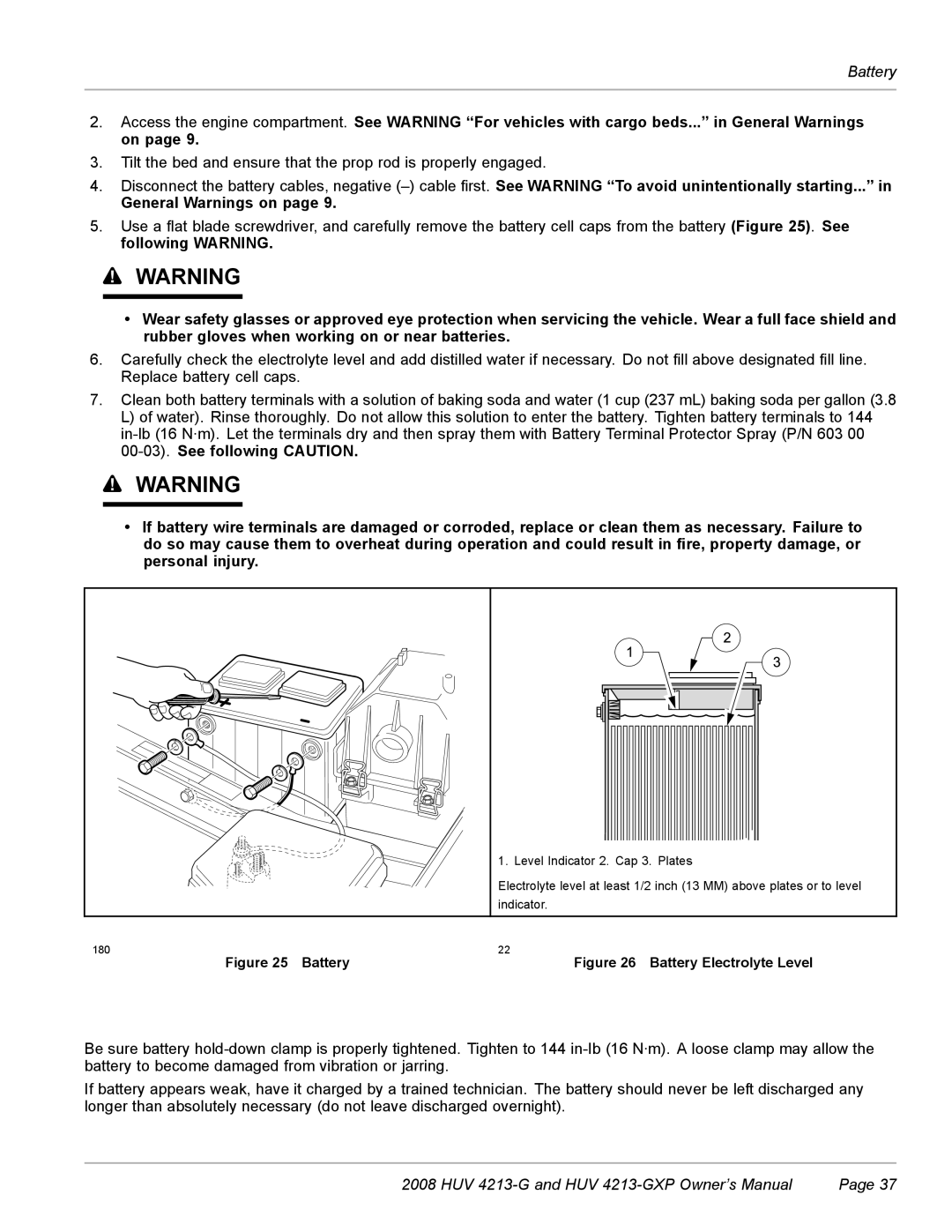 Husqvarna HUV 4213-GXP owner manual Battery 