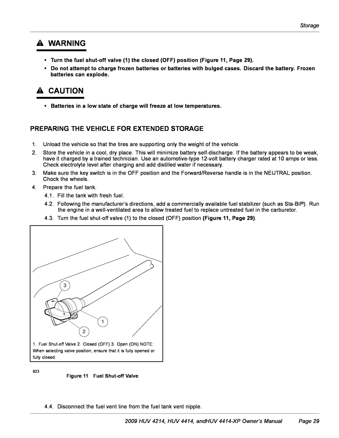 Husqvarna Preparing The Vehicle For Extended Storage, HUV 4214, HUV 4414, andHUV 4414-XP Owner’s Manual, Page 