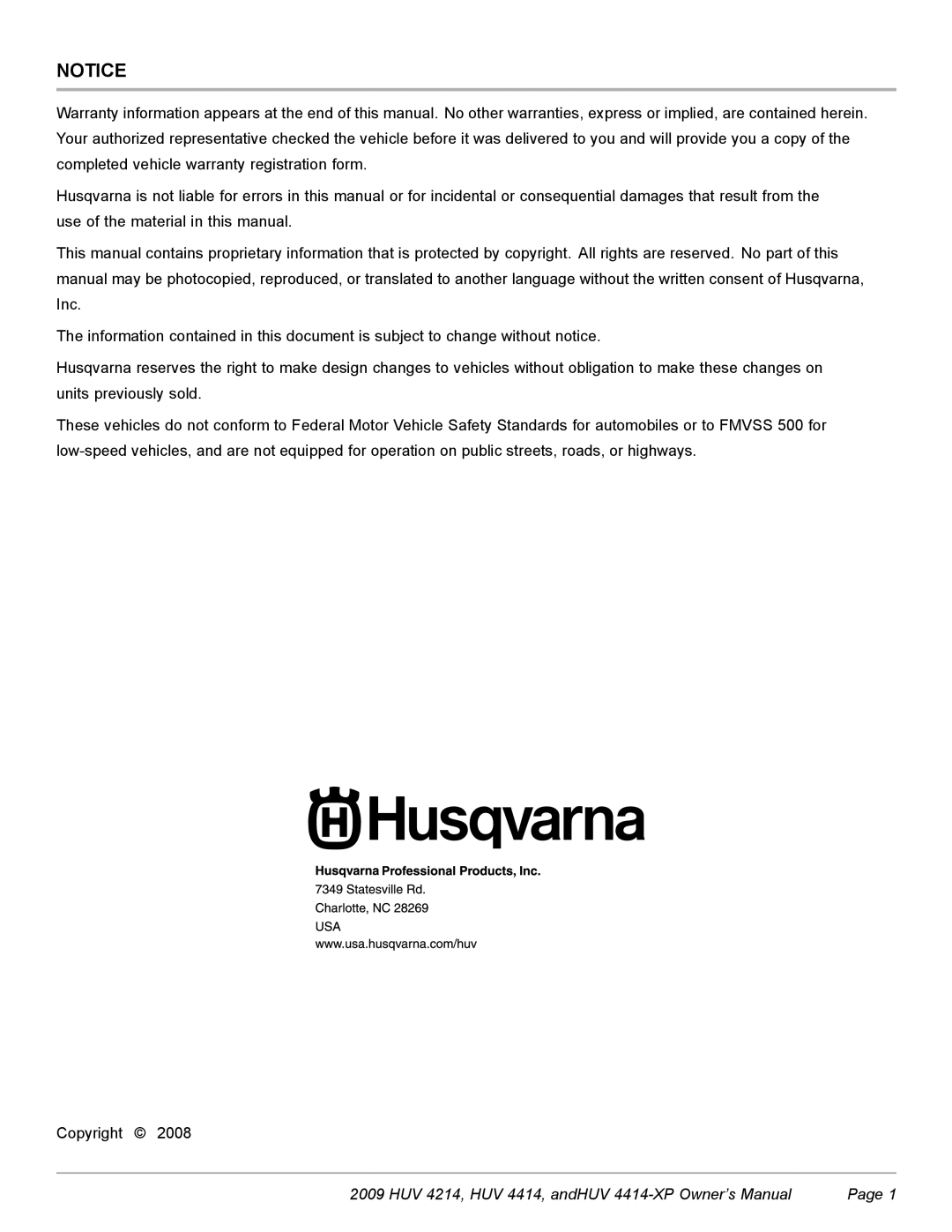 Husqvarna HUV 4214, HUV 4414-XP owner manual 