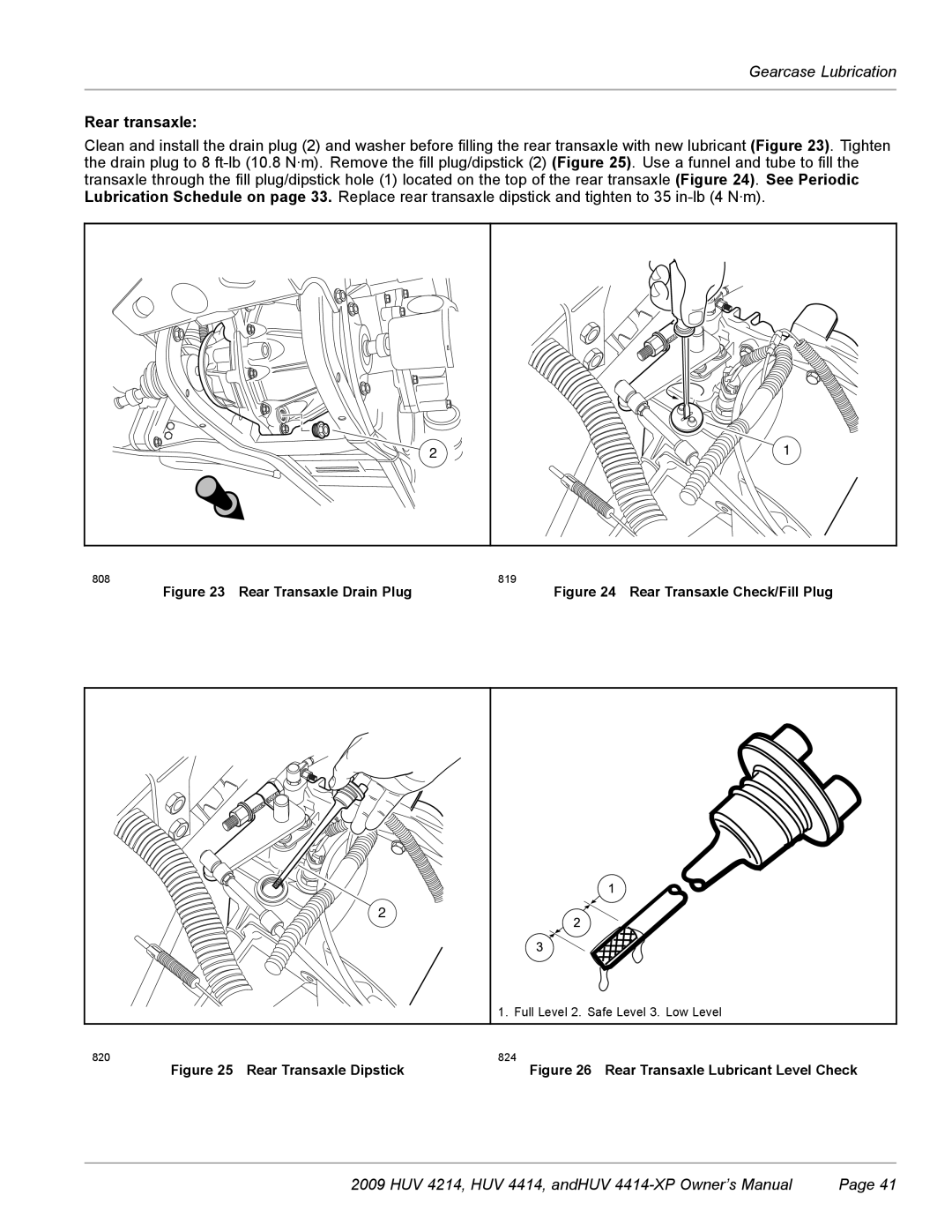 Husqvarna HUV 4214, HUV 4414-XP owner manual Rear transaxle, Rear Transaxle Drain Plug 