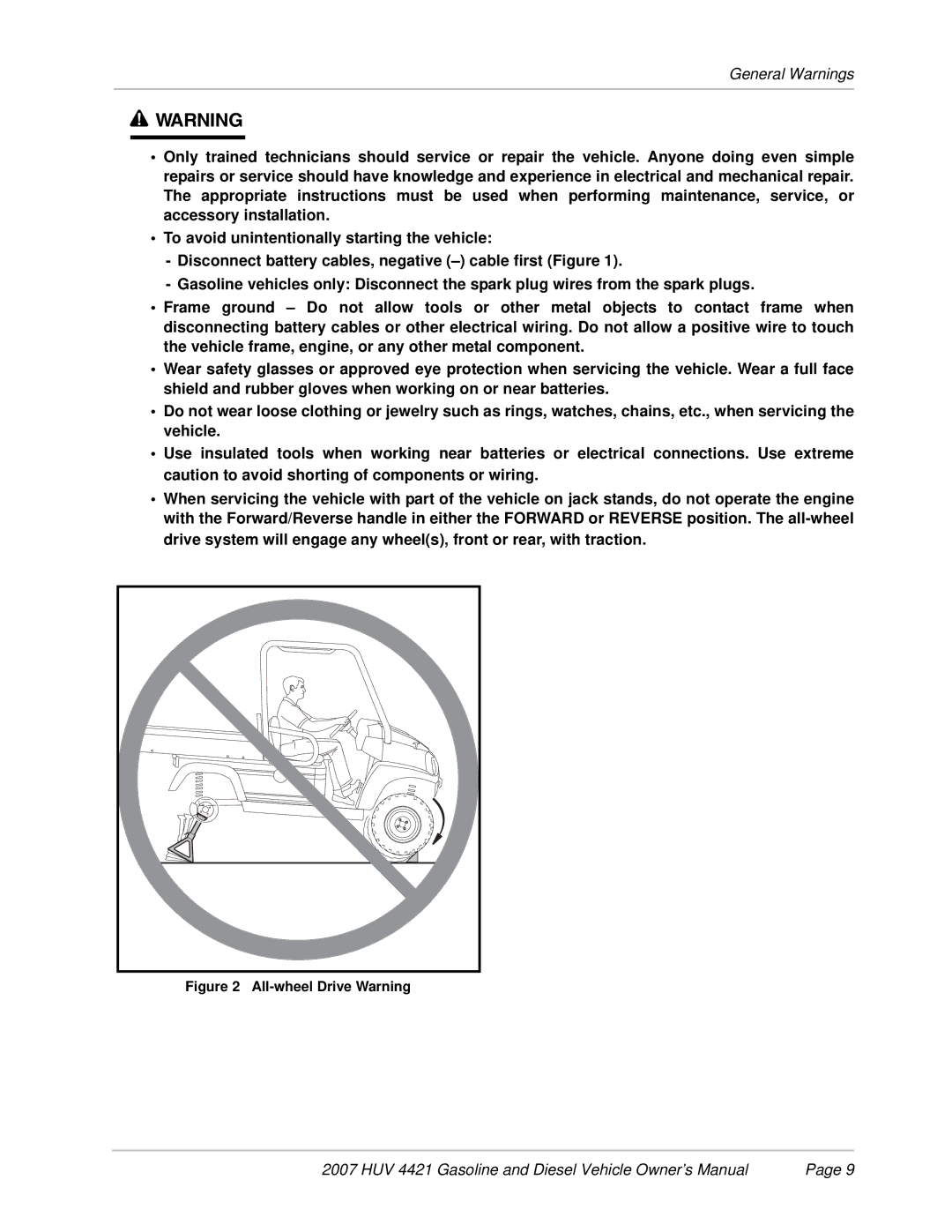 Husqvarna HUV 4421-D / DXP, HUV 4421-G / GXP owner manual All-wheel Drive Warning 