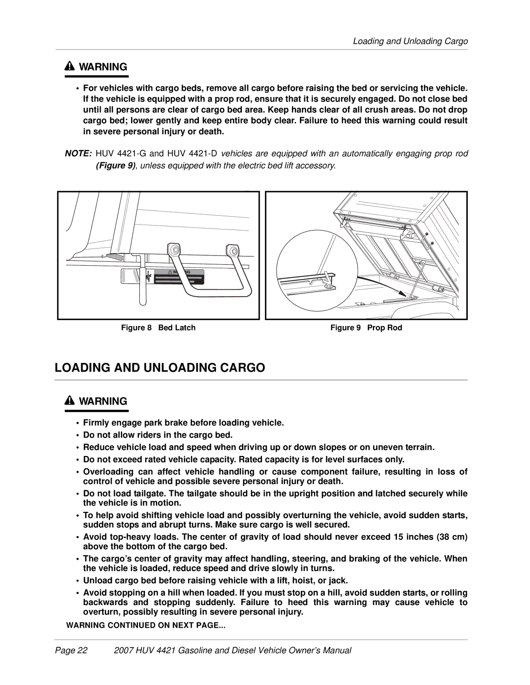 Husqvarna HUV 4421-G / GXP, HUV 4421-D / DXP owner manual Loading and Unloading Cargo, Bed Latch 