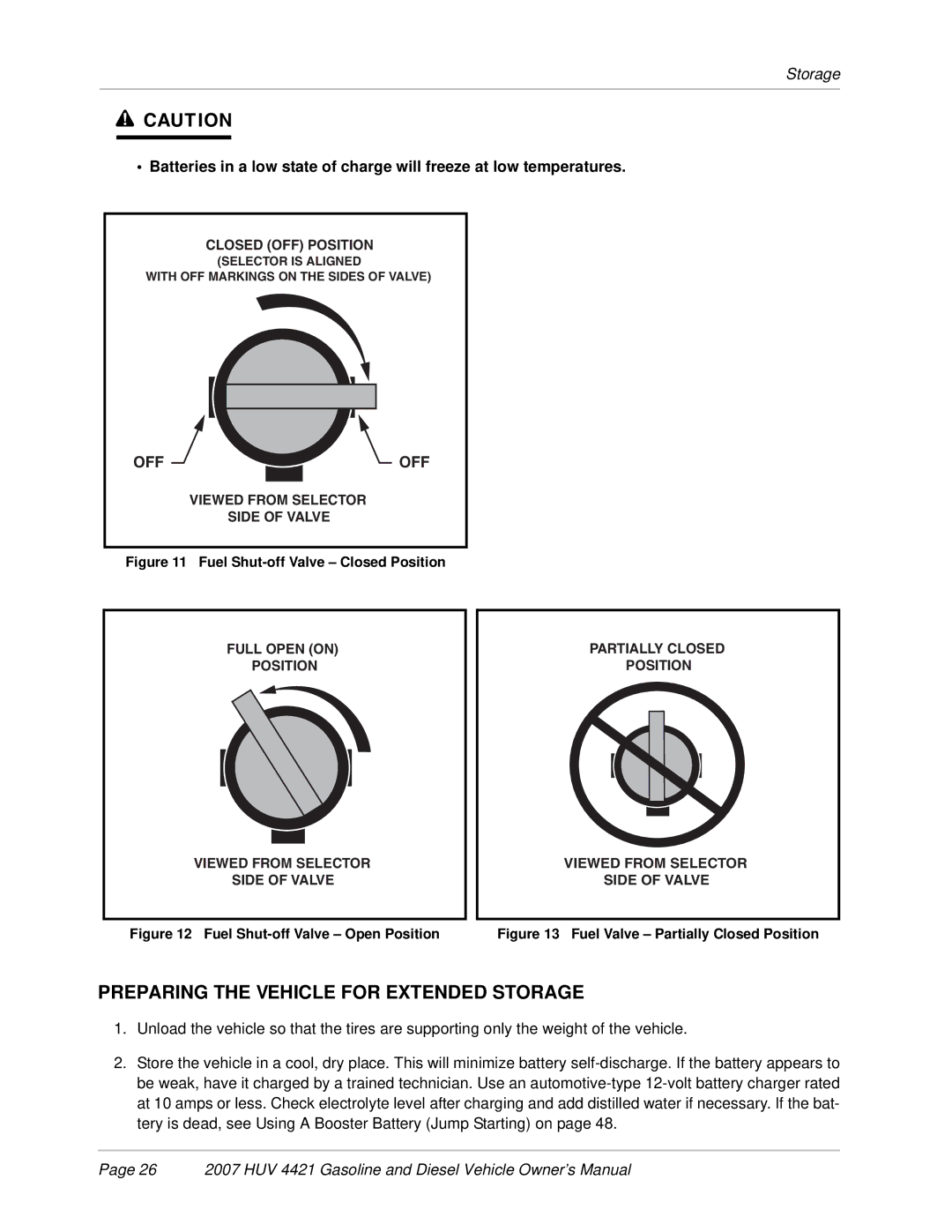 Husqvarna HUV 4421-G / GXP, HUV 4421-D / DXP owner manual Preparing the Vehicle for Extended Storage, Off 