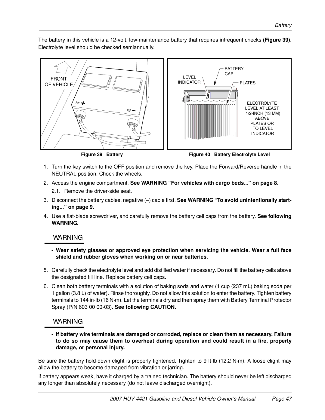 Husqvarna HUV 4421-D / DXP, HUV 4421-G / GXP owner manual Battery 