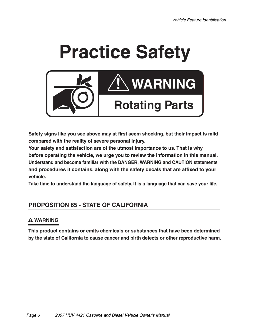 Husqvarna HUV 4421-G / GXP, HUV 4421-D / DXP owner manual Vehicle Feature Identification 