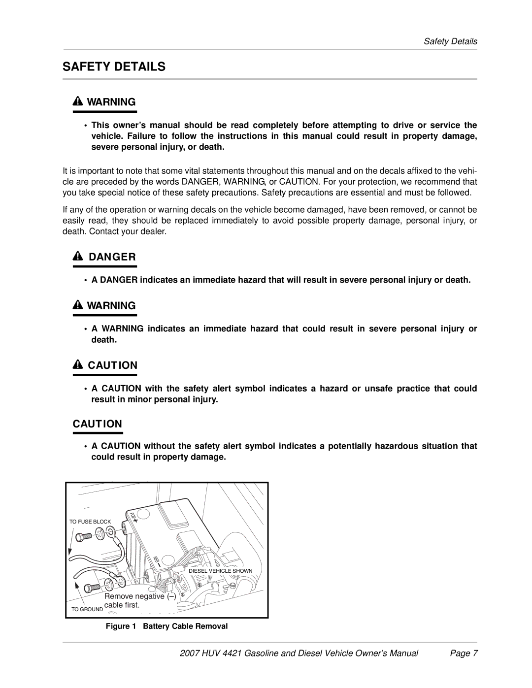 Husqvarna HUV 4421-D / DXP, HUV 4421-G / GXP owner manual Safety Details, DAN G E R Caut ION 