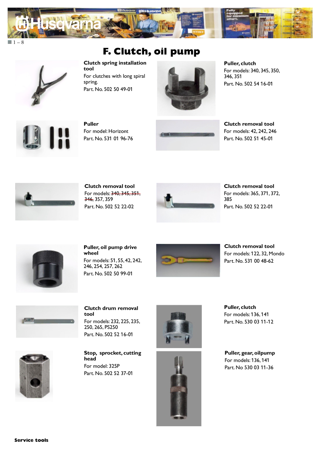 Husqvarna I0300046 Clutch spring installation tool, Clutch removal tool, Puller, oil pump drive wheel, Puller, clutch 