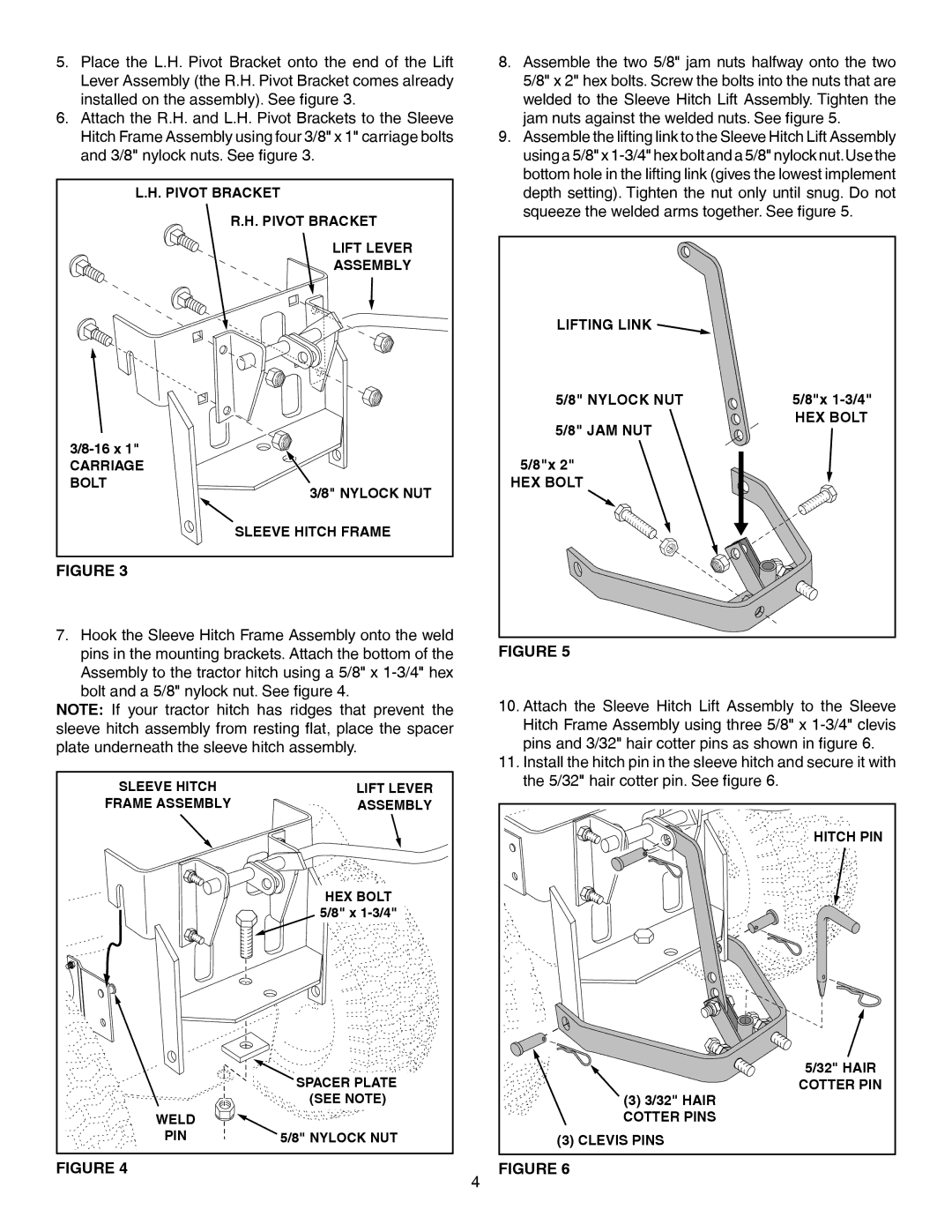 Husqvarna I0807213 manual Lifting Link Nylock NUT, HEX Bolt 