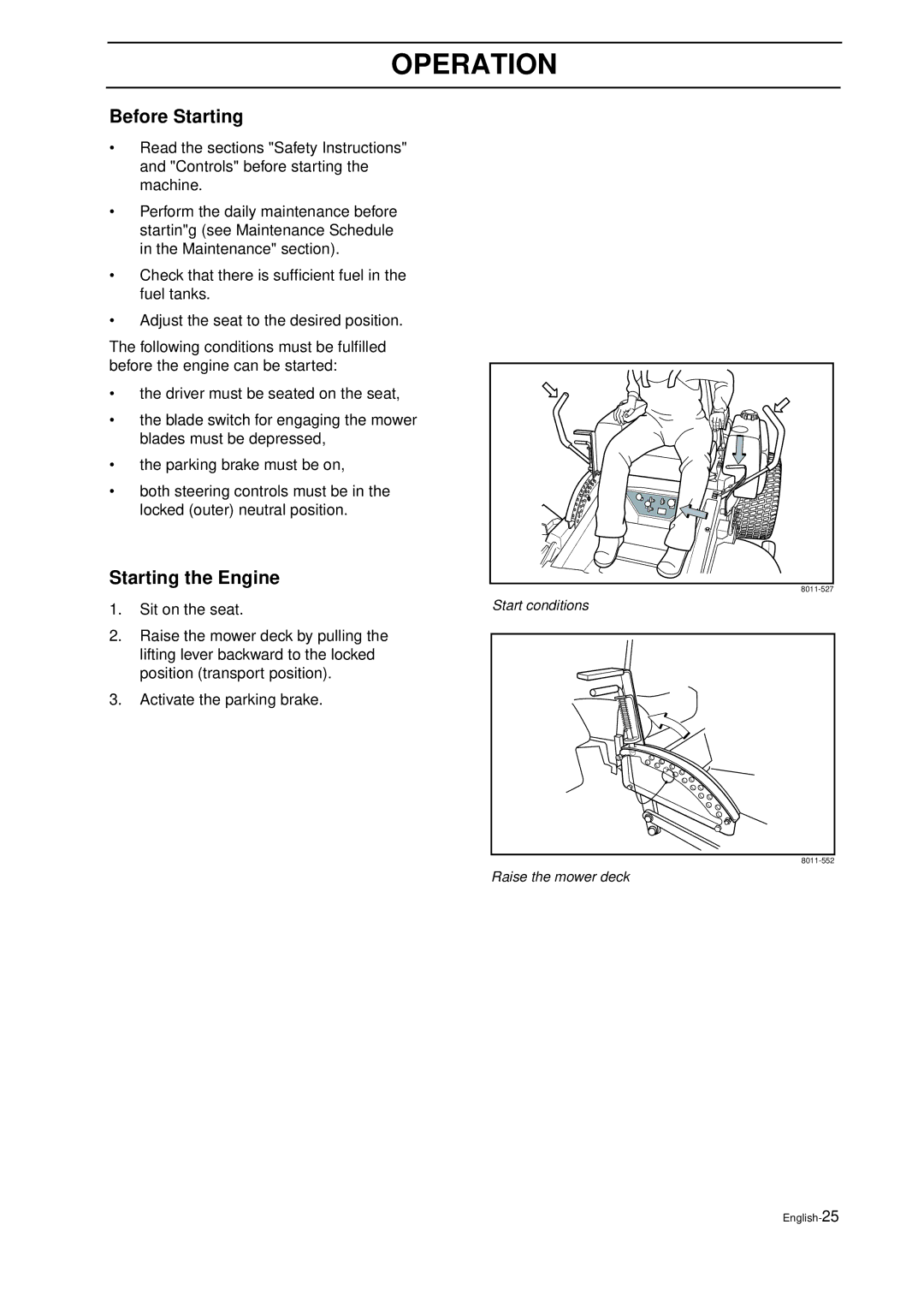 Husqvarna IZ 21 manual Before Starting, Starting the Engine 