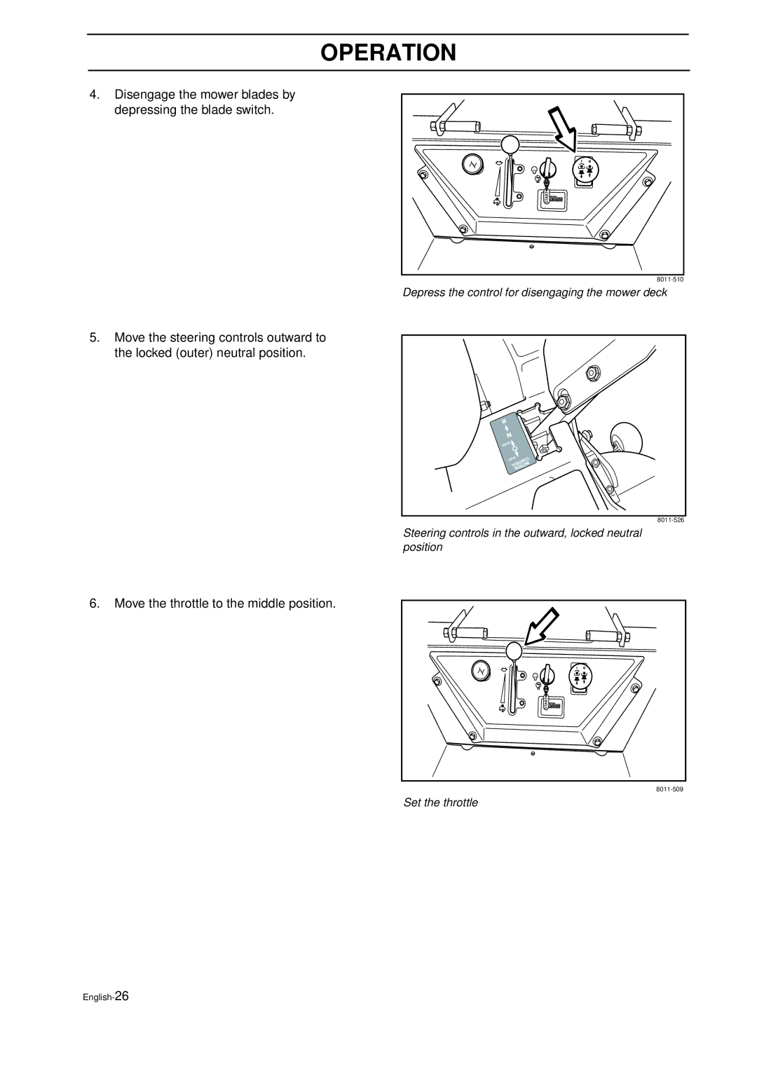 Husqvarna IZ 21 manual Disengage the mower blades by depressing the blade switch 