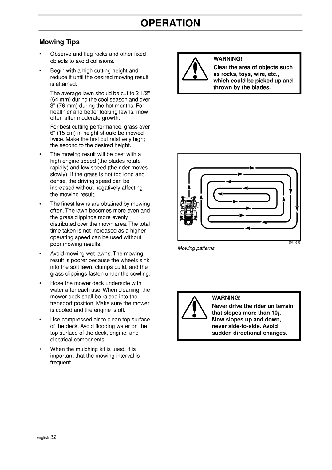 Husqvarna IZ 21 manual Mowing Tips 