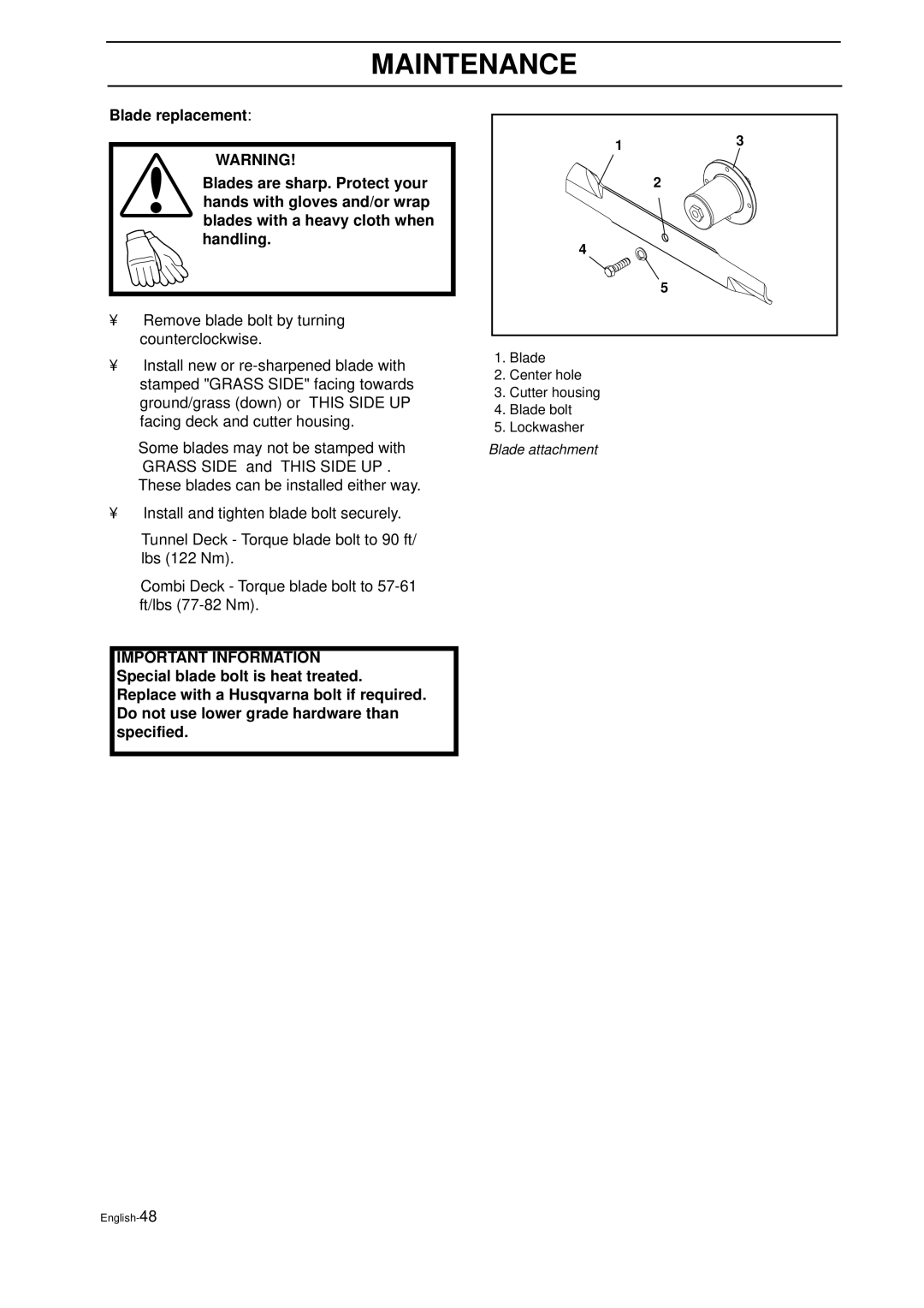 Husqvarna IZ 21 manual Blade attachment 