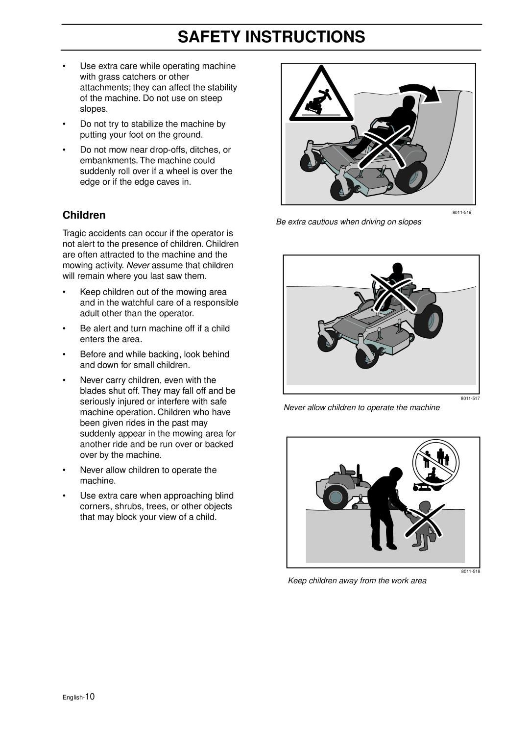 Husqvarna IZ 21 manual Children, Safety Instructions 