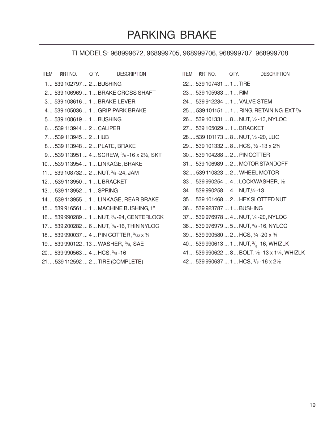 Husqvarna iZ4819/968999704, iZ25/968999672, iZ6125/968999708, iZ4217/968999703, iZ4821/968999705, iZ5223/968999707 Brake Lever 