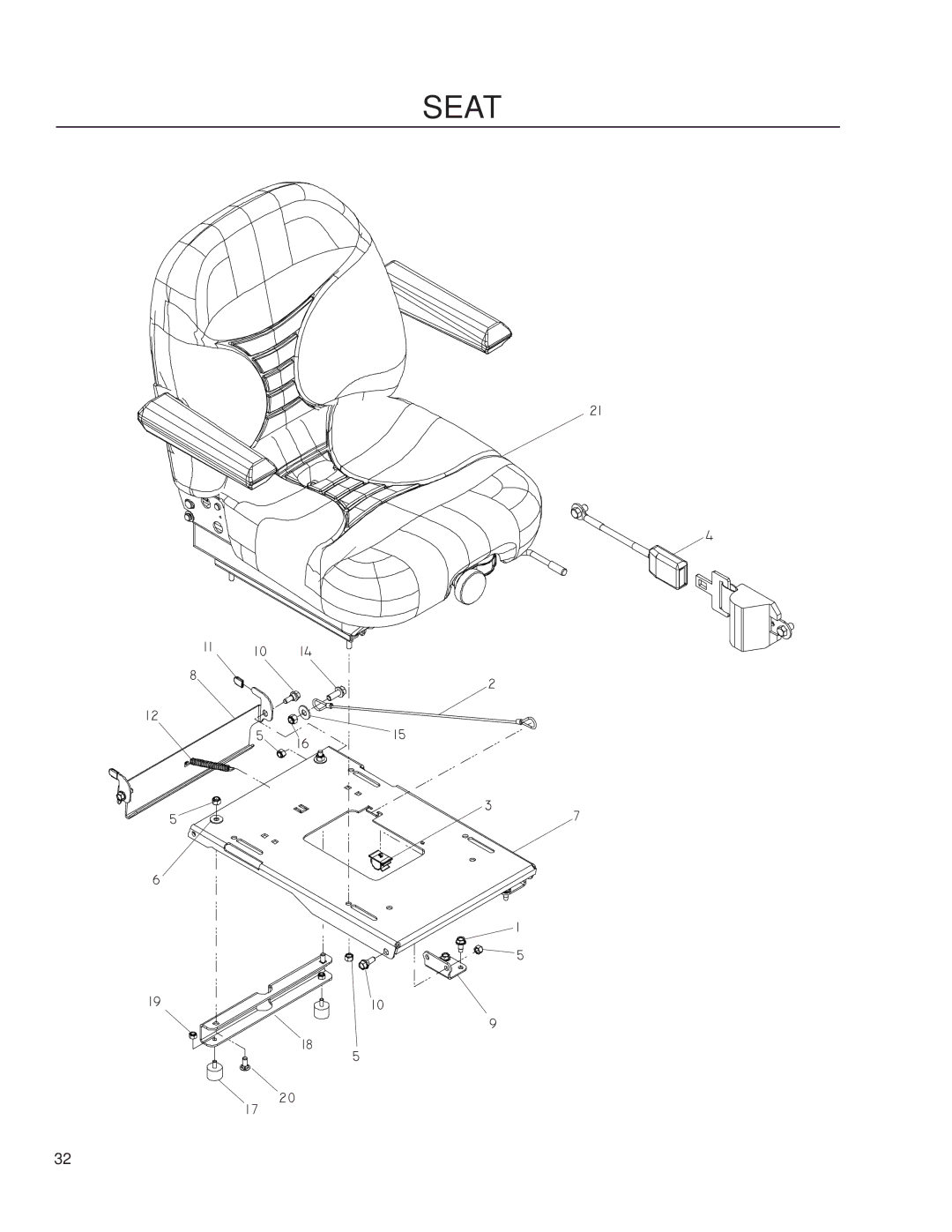 Husqvarna iZ5223/968999707, iZ25/968999672, iZ6125/968999708, iZ4217/968999703, iZ4821/968999705, iZ4819/968999704 manual Seat 