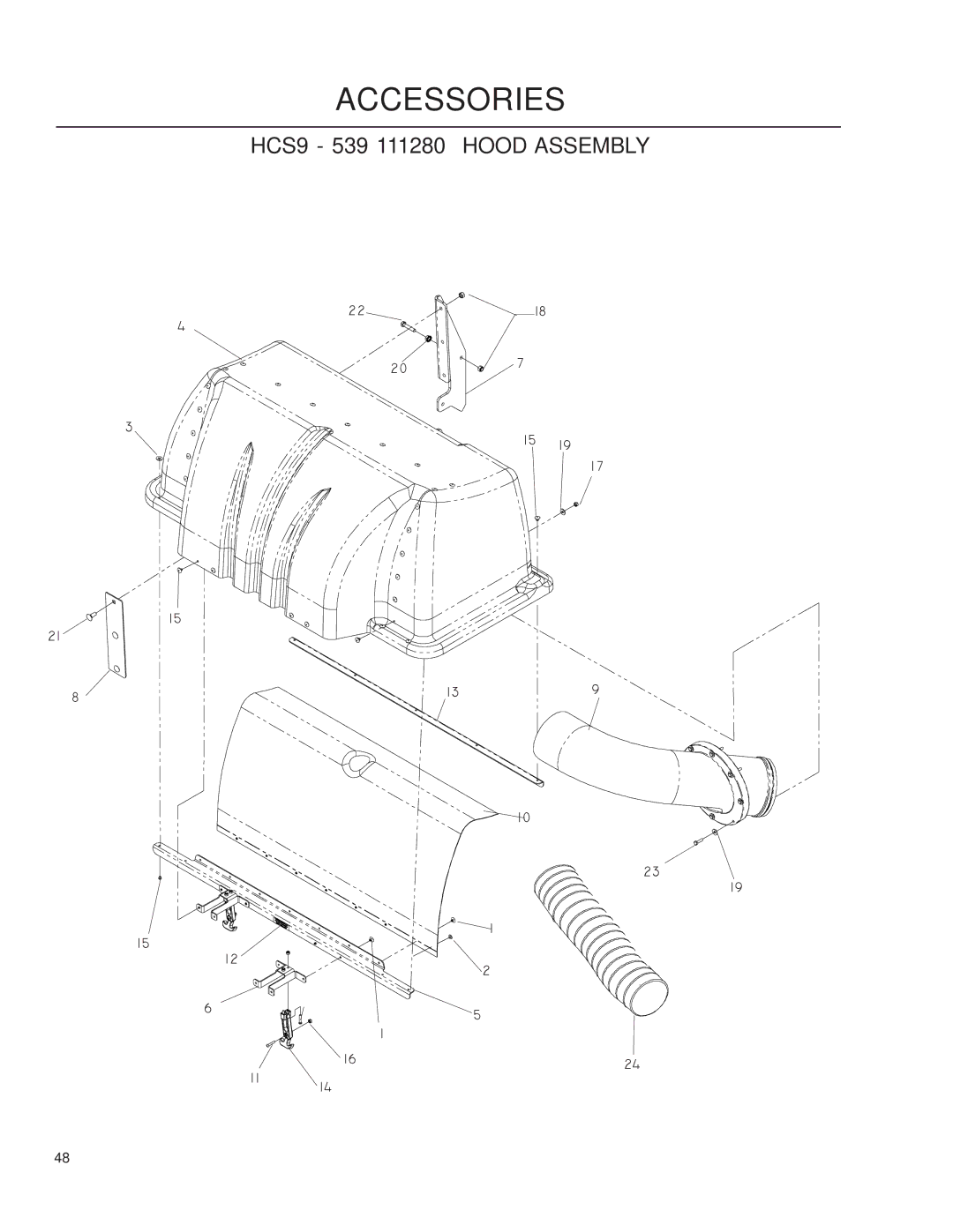 Husqvarna iZ5223VAN/968999706, iZ25/968999672, iZ6125/968999708, iZ4217/968999703 manual HCS9 539 111280 Hood Assembly 